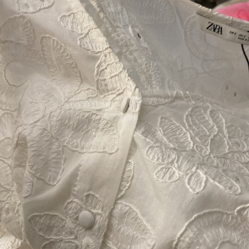 Zara White Eyelet Midi Dress - Picture 11 of 11